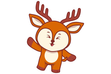 Cute Deer Raise Hand Greeting Illustration