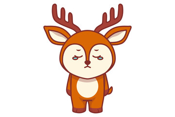 Cute Sad Deer Standing Illustration