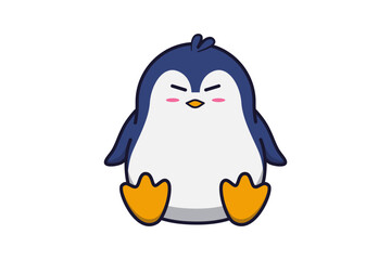 Cute Bored Penguin Sitting Illustration