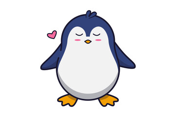 Cute Penguin Eyes Closed with Love Illustration