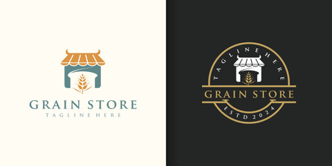 Grain shop logo design for bakery food processing