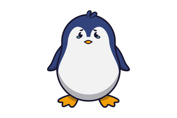 Cute Sad Penguin Standing Illustration