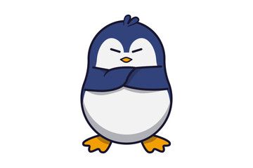 Cute Penguin Crossing Arms Illustration