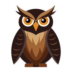 Illustration of Great Horned Owl Isolated on white