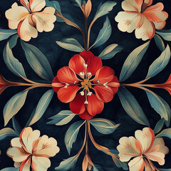 seamless pattern with flowers AI generated 