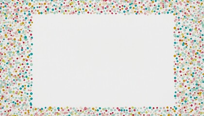 Colorful Pastel Confetti Birthday Frame on White Background with Space for Message