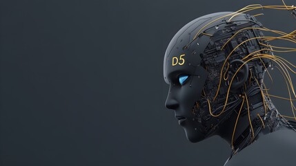 Obraz premium AI Humanoid Robot Portrait with Glowing Features