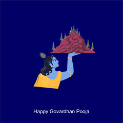 Happy govardhan puja hindu festival card background. Vector illustration design.