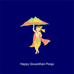 Happy govardhan puja hindu festival card background. Vector illustration design.