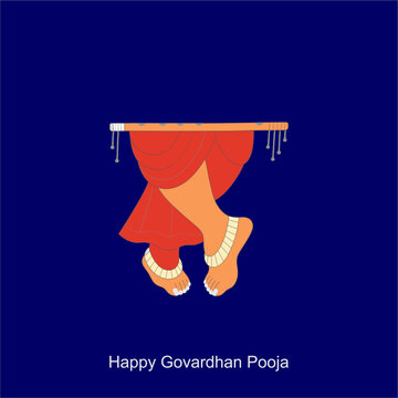 Happy govardhan puja hindu festival card background. Vector illustration design.