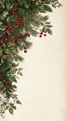 Festive Christmas Greenery and Red Berries