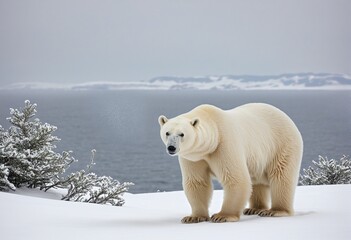 Naklejka premium Celebrating International Polar Bear Day: Majestic White Bears in a Snow-Covered Arctic Wonderland