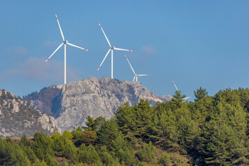 wind turbine installed in a mountainous area.wind energy