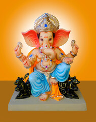 Ganesh sculpture, Lord Ganpati, Ganesha on colourful Background, Ganpati, happy Ganesh Chaturthi.