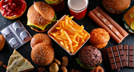 Fast food, sweets that are not healthy.2