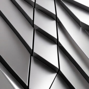 Fototapeta Shining metallic surface featuring repetitive geometric patterns creating an illusion of depth and dimension. Reflective material enhances visual interest