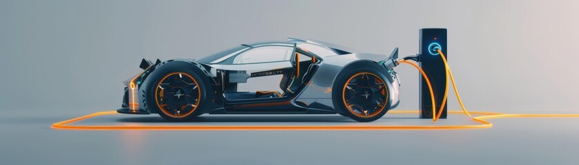 Fototapeta premium Highlight the environmental benefits of electric cars through a revolutionary 3D design