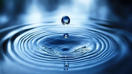 Tranquil blue water with blurred ripples and gentle waves, soft reflections of light creating a serene, calming surface.