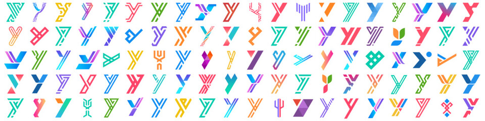 collection abstract letter Y logo design. modern logotype Y design with colorful. vector illustration