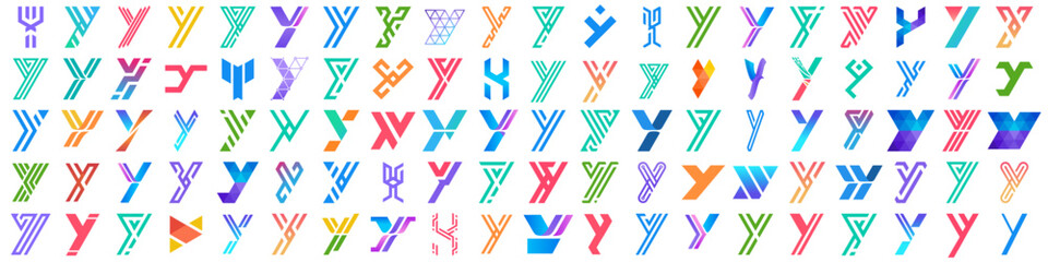collection abstract letter Y logo design. modern logotype Y design with colorful. vector illustration