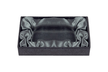 Obraz premium black gift box with soft bottom, isolated from background