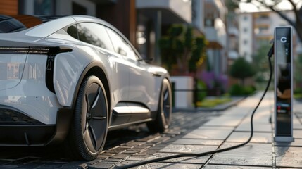 Fototapeta premium Illustrate the concept of sustainable transportation with a captivating 3D visualization of an electric vehicle