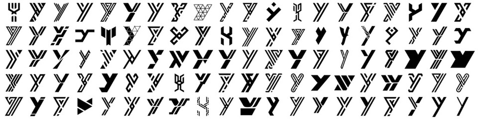 collection abstract letter Y logo design. modern logotype Y design with black color. vector illustration