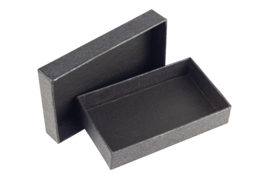 black gift box with soft bottom, isolated from background