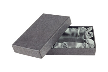 black gift box with soft bottom, isolated from background