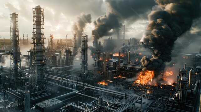 Illustrate the consequences of industrial accidents with lifelike 3D models of environmental damage and cleanup efforts