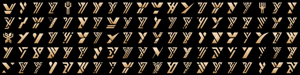 Mega logo collection, Abstract letter Y logo design. icons for business of luxury, elegant, simple.