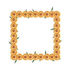 Bright marigold flower frame in a square layout, perfect for festive events and autumnal design projects