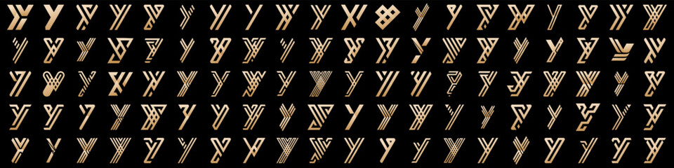 Mega logo collection, Abstract letter Y logo design. icons for business of luxury, elegant, simple.