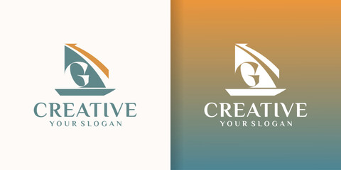 Initial monogram logo with arrow design template for Financial Accounting Investment Business Consulting Company