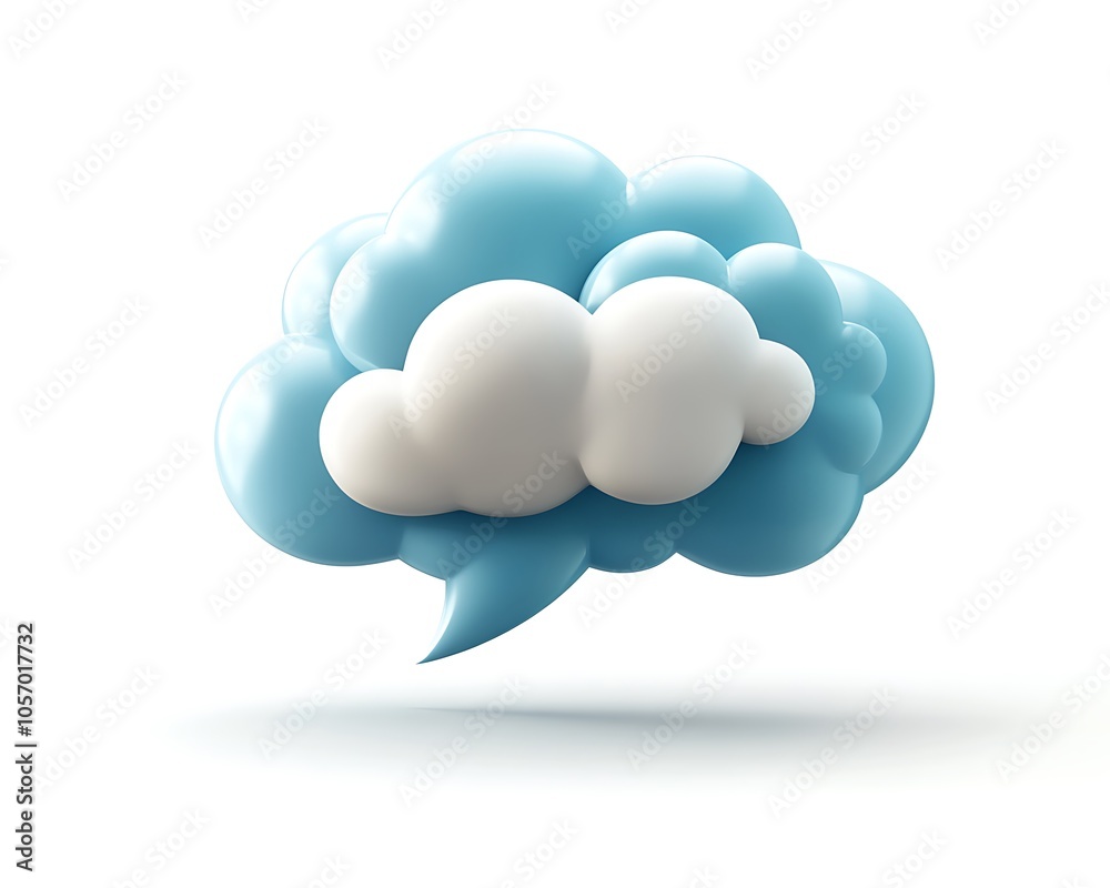 Wall mural a vector illustration of a speech bubble in the shape of a cloud on a white background with 3d rende