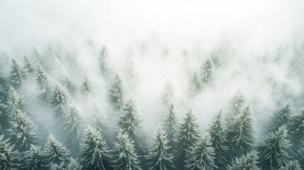 Fototapeta premium Watercolor forest misty mountains horizon landscape sunset fog pine tree fir tree sunrise simple silhouette beautiful art illustration background