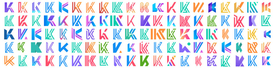 collection abstract letter K logo design. modern logotype K design with colorful. vector illustration