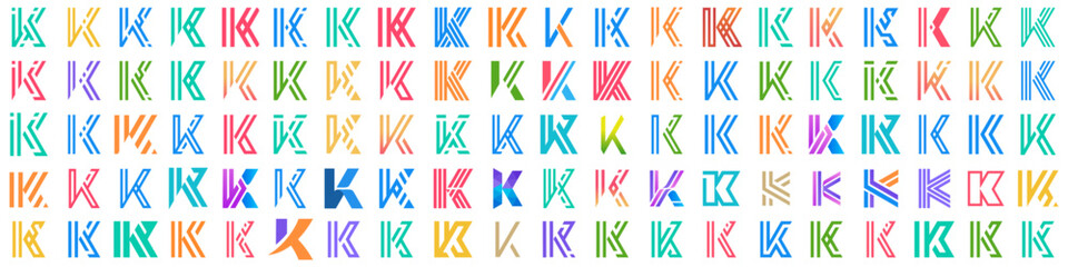 collection abstract letter K logo design. modern logotype K design with colorful. vector illustration