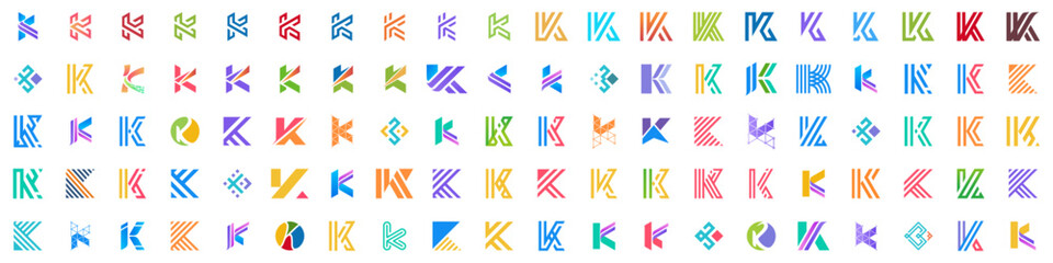 collection abstract letter K logo design. modern logotype K design with colorful. vector illustration