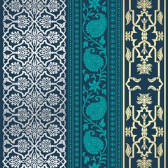 wedding card design, traditional paisley floral pattern , royal India	