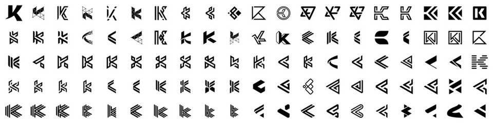 collection abstract letter K logo design. modern logotype K design with black color. vector illustration