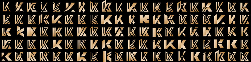 collection abstract letter K logo design. modern logotype K design with gold color. vector illustration