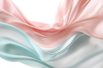 Obraz premium Flowing Satin Fabric in Pastel Gradient Colors Creating Abstract Waves and Patterns