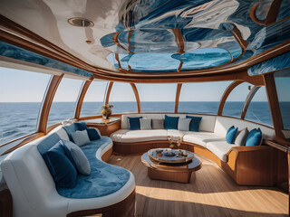 Fototapeta premium a luxury yacht slicing through the blue waves.