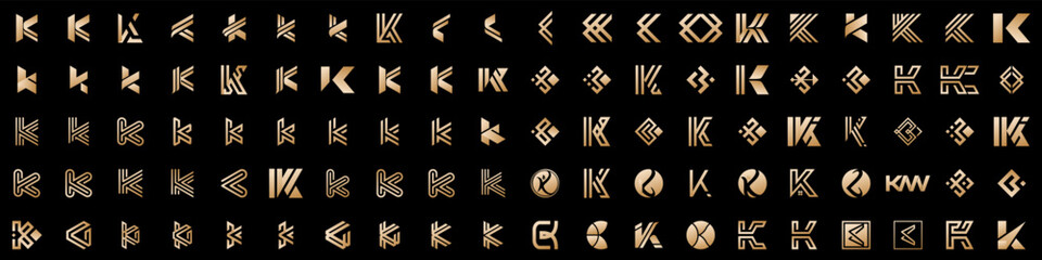 collection abstract letter K logo design. modern logotype K design with gold color. vector illustration