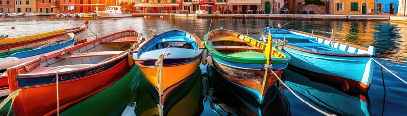Colorful Mediterranean fishing village harbor