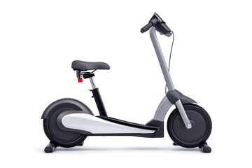 Modern low-impact elliptical trainer machine with adjustable resistance and digital display for tracking workout progress isolated on white