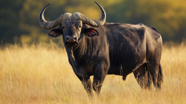 Fototapeta African Buffalo in Golden Grass