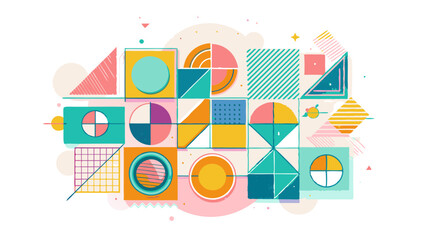 Vibrant Geometric Shapes and Abstract Patterns Background Design