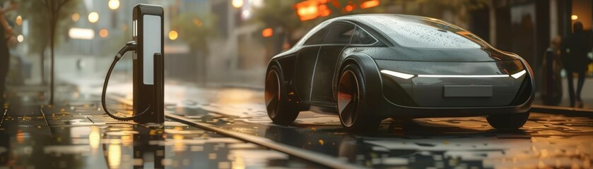 Obraz premium Craft a captivating 3D model of an electric car that symbolizes progress and sustainability